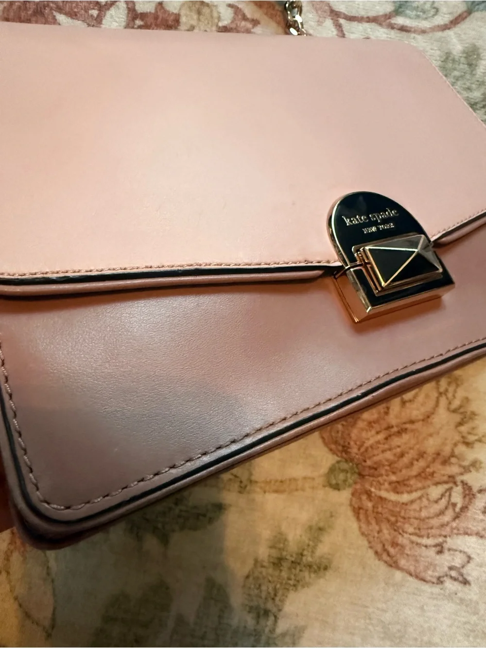 kate spade Two-Tone Pink and Rose Leather Shoulder Bag with Black Strap
